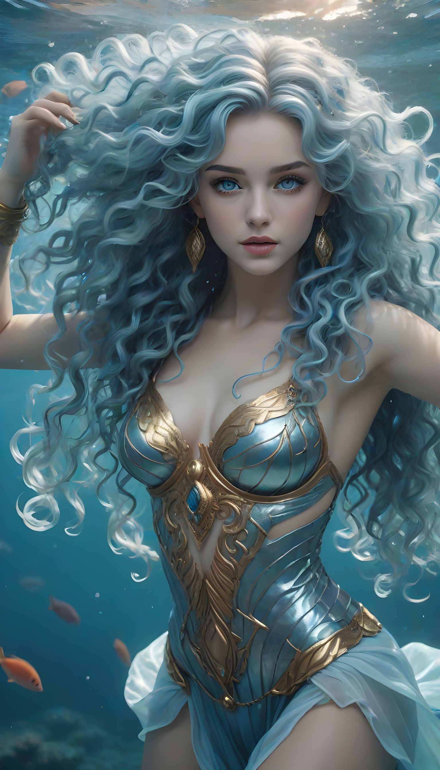 Ethereal Ocean Goddess in Ancient Greek Style