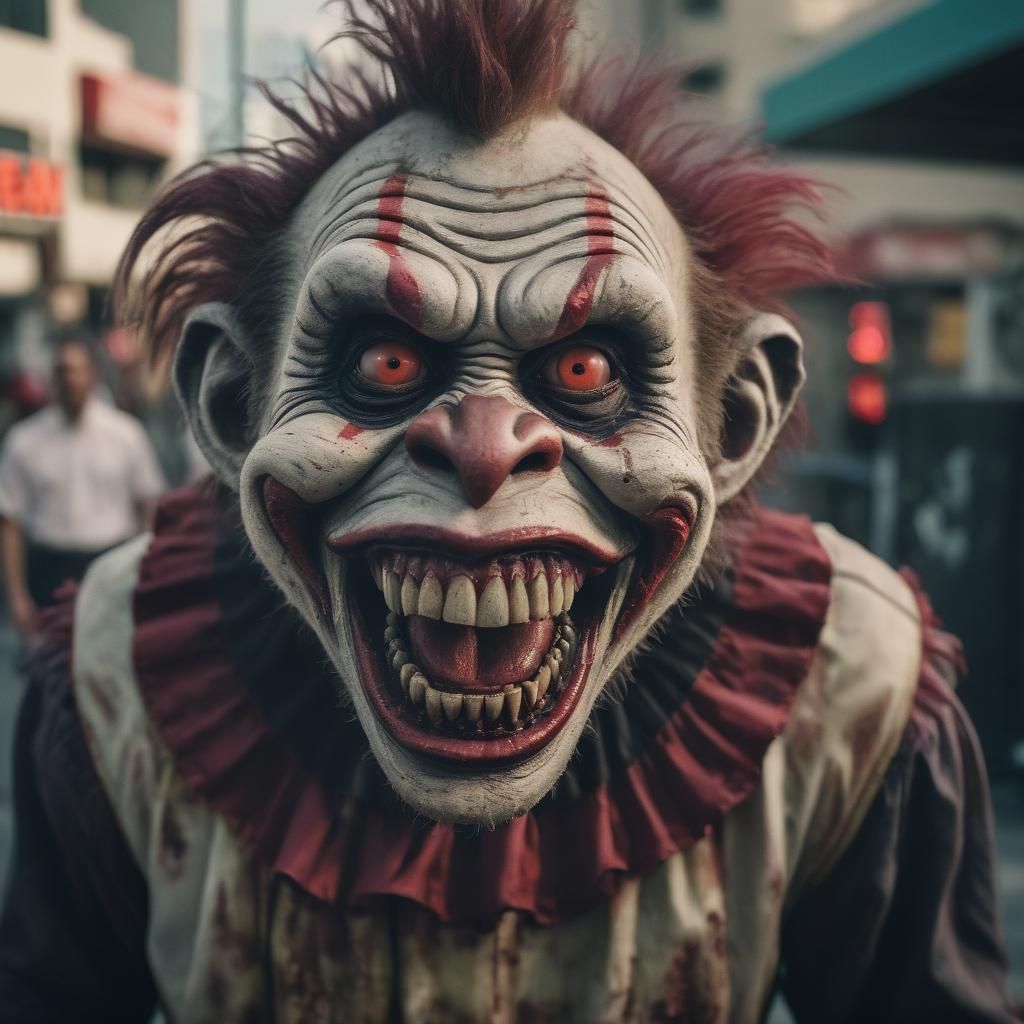 Menacing Zombie Monkey Clown on Skid Row