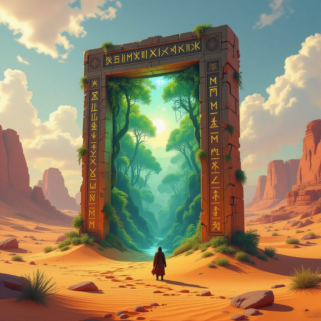 Desert Portal to Enchanted Forest, Fantasy Art