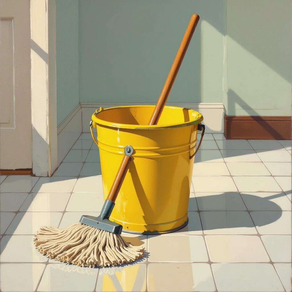 Mop Bucket on Tiles in Modern Style
