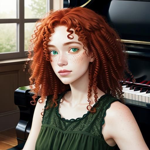 Girl with Red Hair at Piano