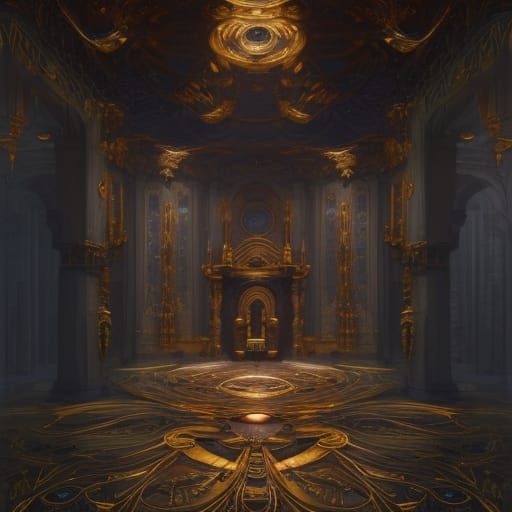 Dark Fantasy Throne Room in Klimt Style