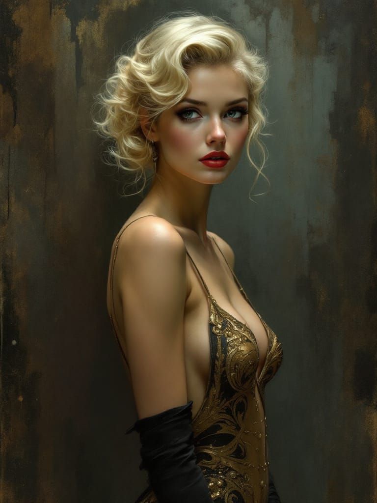 1950s Pin-Up Woman with Idealized Naturalism