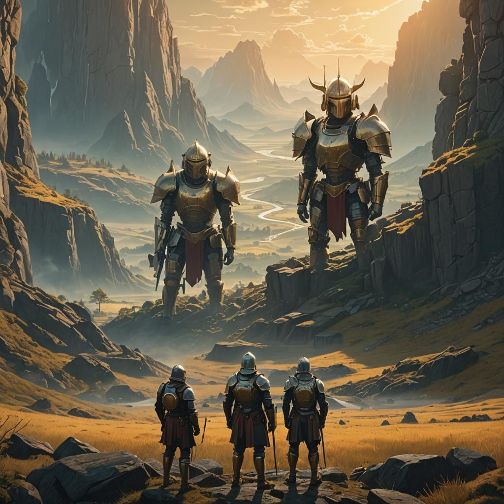 Epic Fantasy Scene in Golden Light