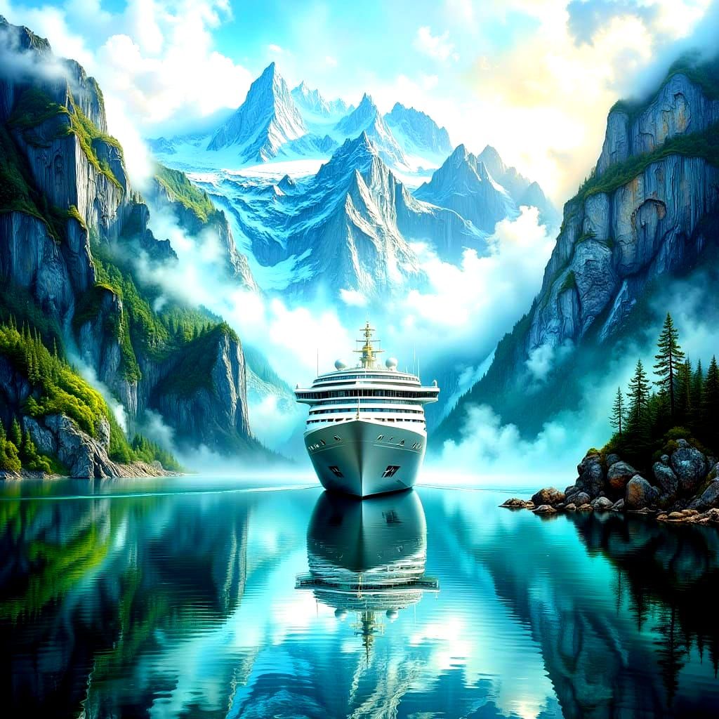 Milford Sound Cruise: Hyperdetailed Impasto Oil Painting