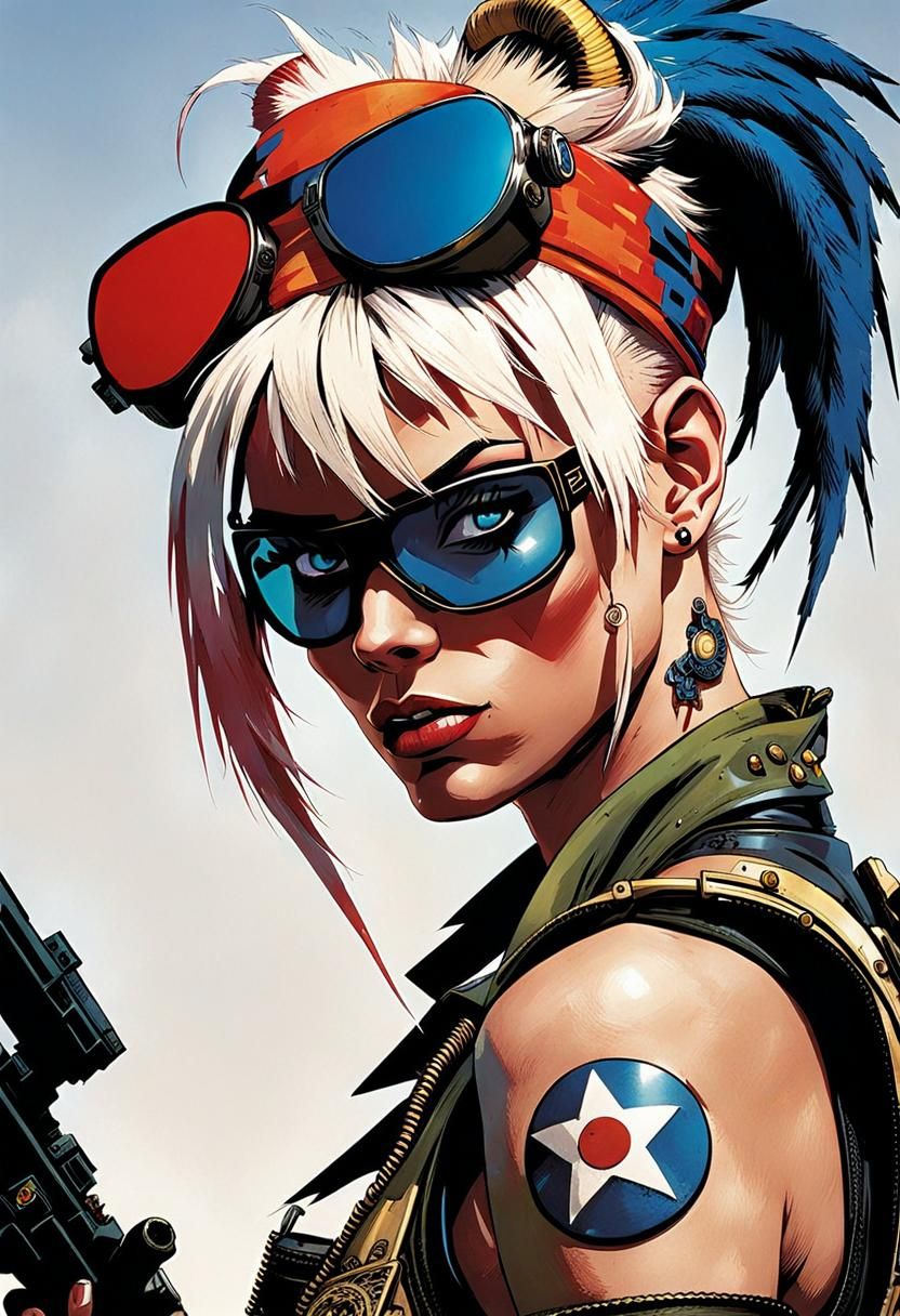 Tank Girl's Mega Transformation in Comic Book Style