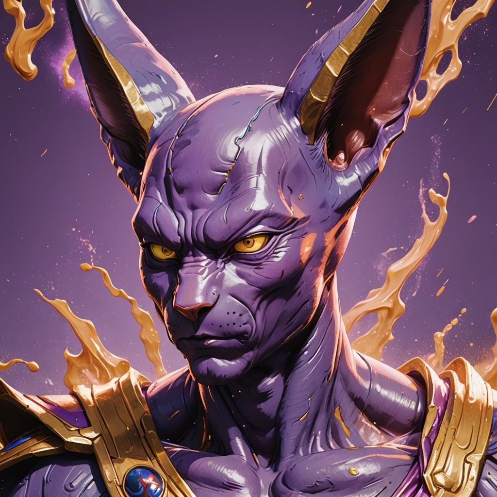 Hyperrealistic Lord Beerus Splash Art
