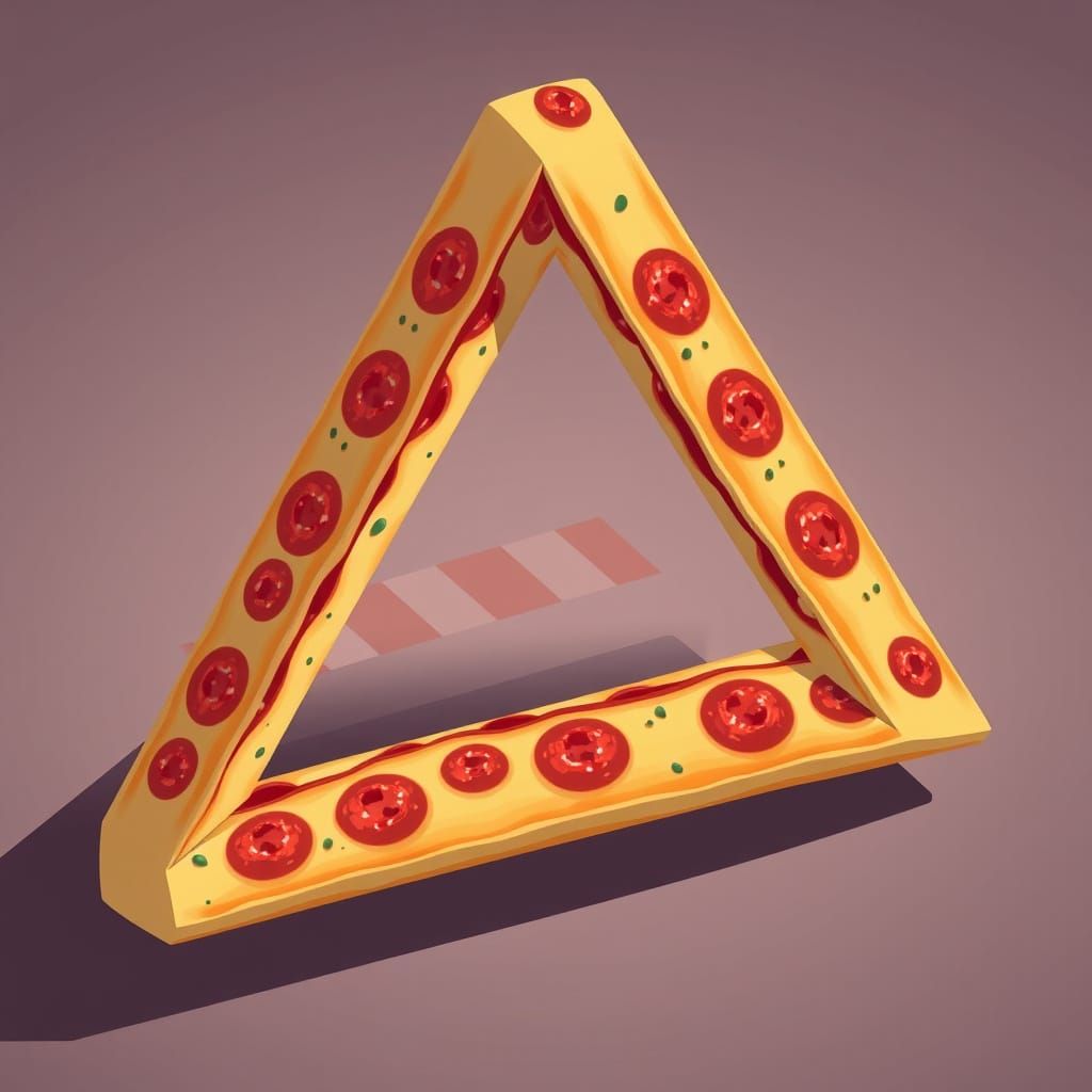 Impossible Pizza Triangle Optical Illusion