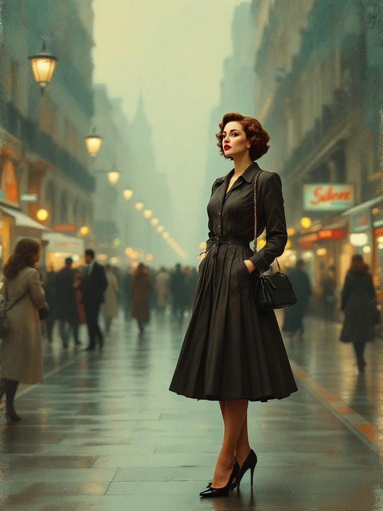 Vintage Pin-Up with Copper Patina in Art Nouveau Style