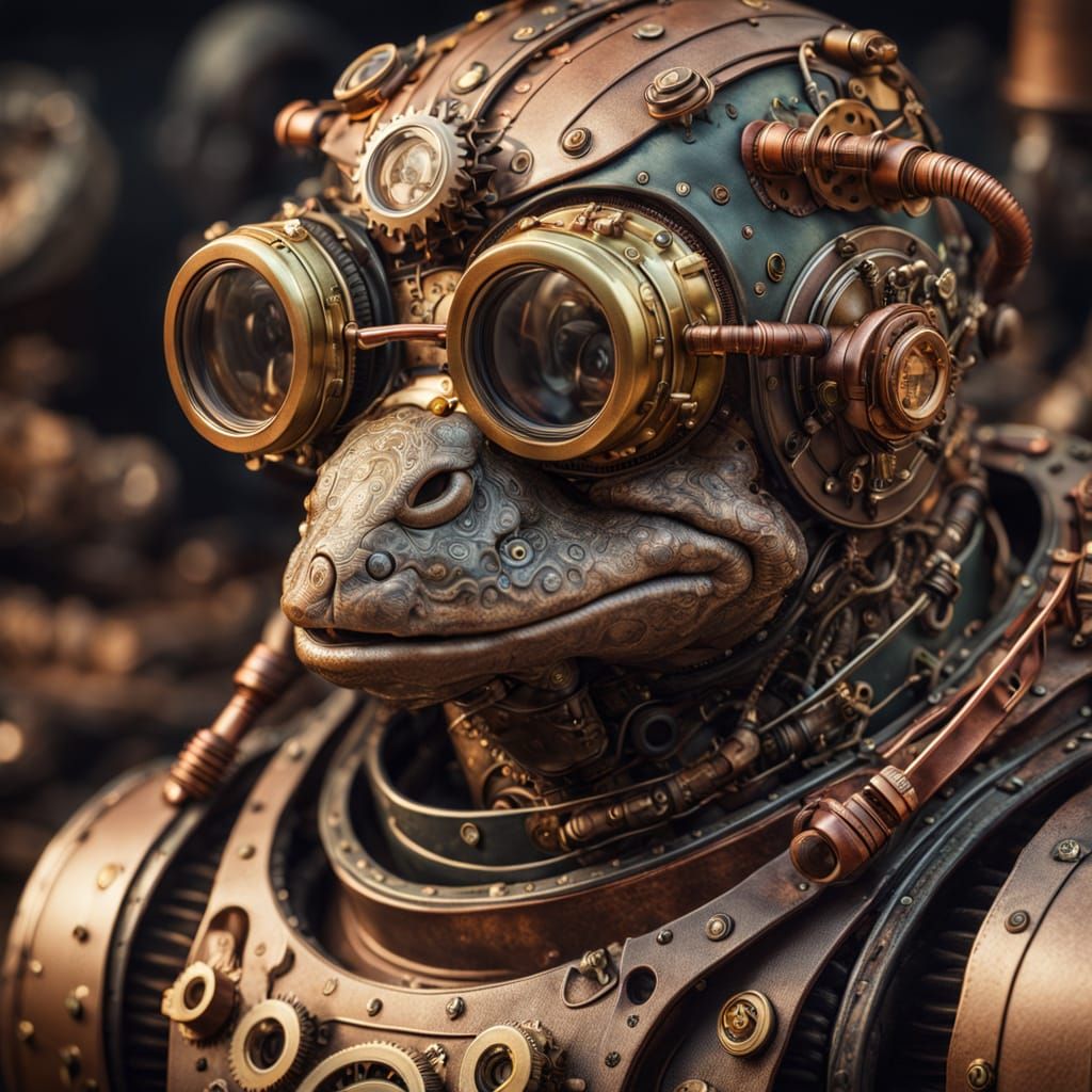 Steampunk Amphibian Portrait in Intricate Leather Corset