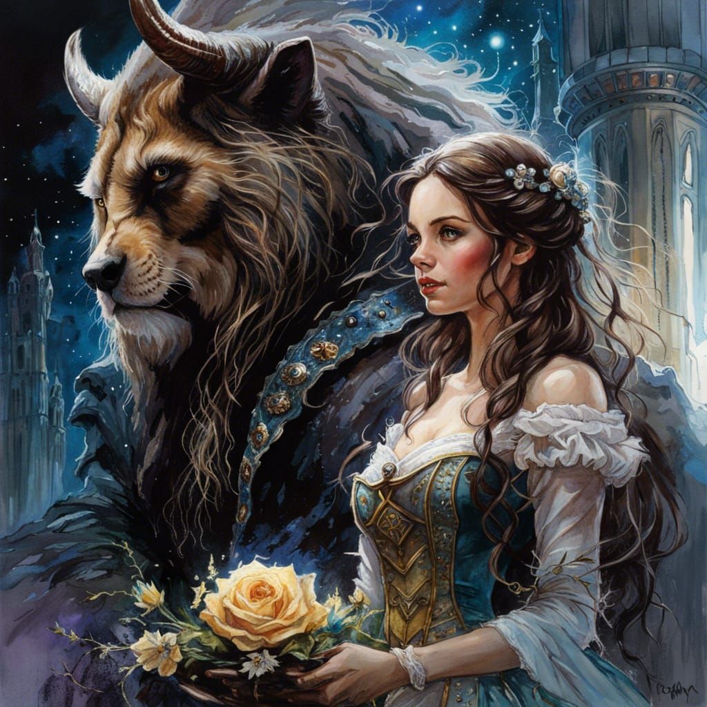 Beauty and The Beast in Dark Fantasy Style