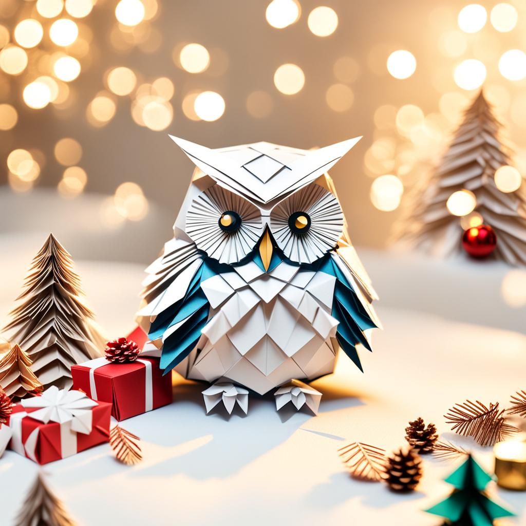 Festive Origami Owl Christmas Papercraft
