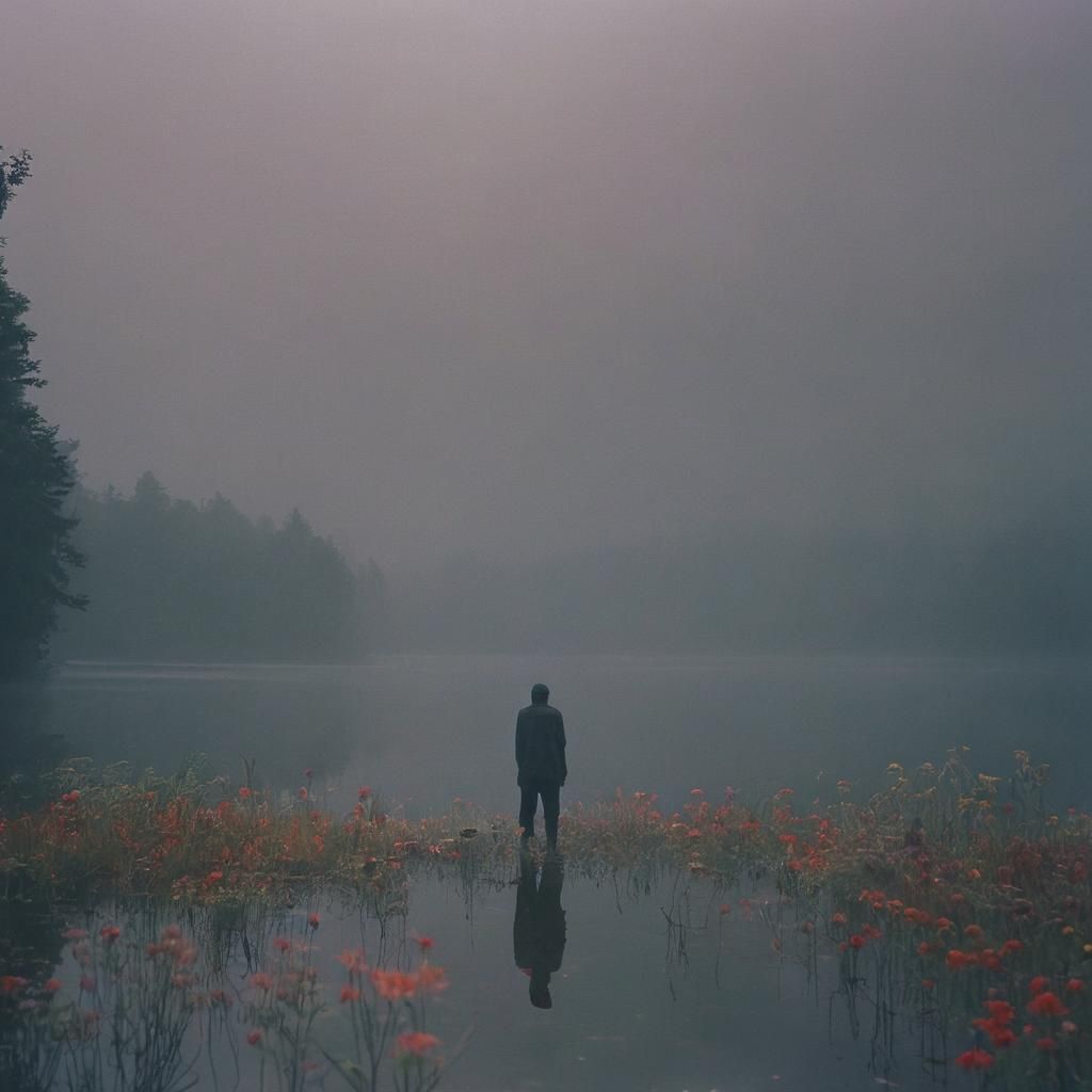 Serene Lake before Ominous Black Hole