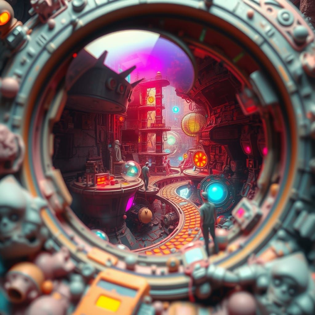 Futuristic Micro-World with Glowing Colors