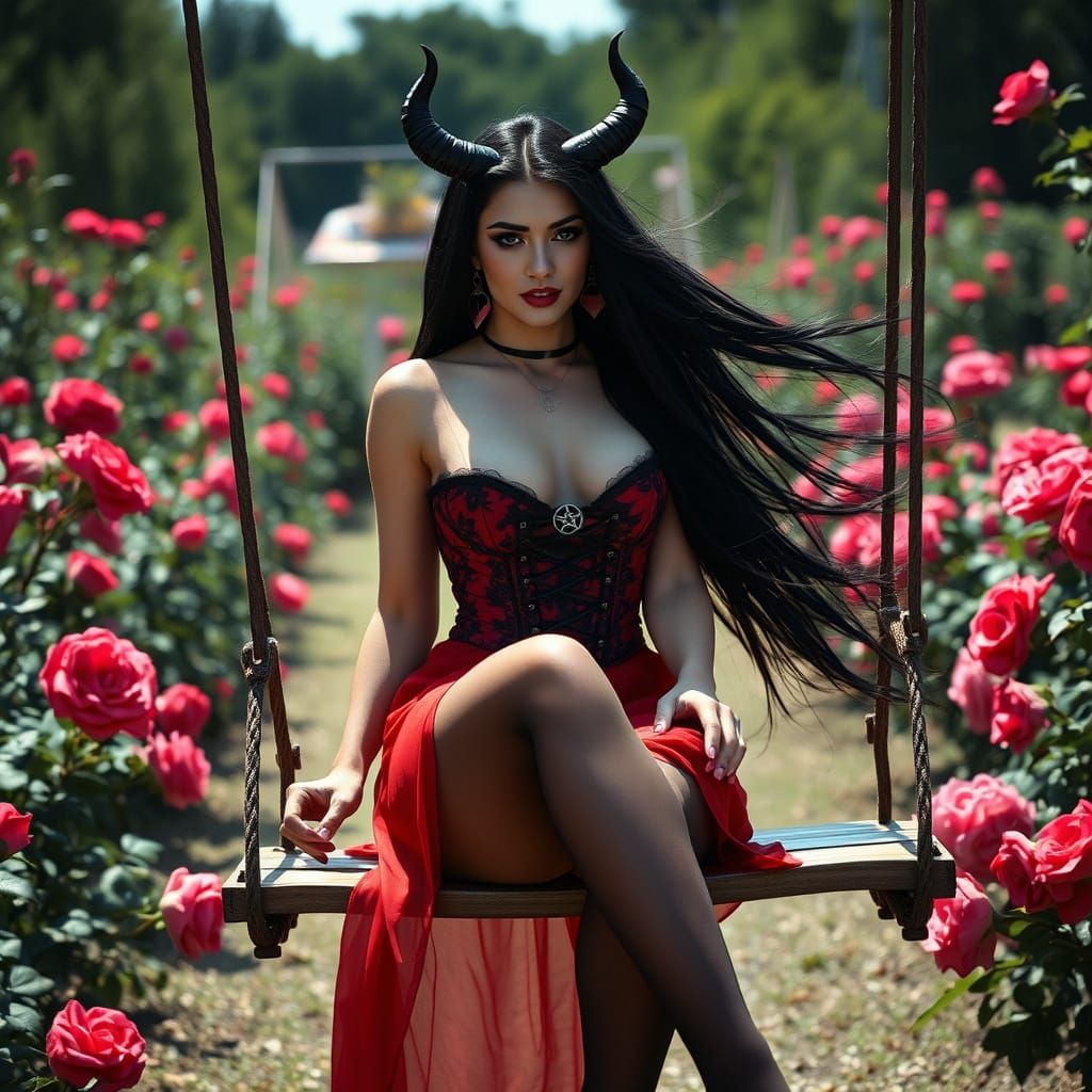 Ethereal Goddess in a Rose Garden