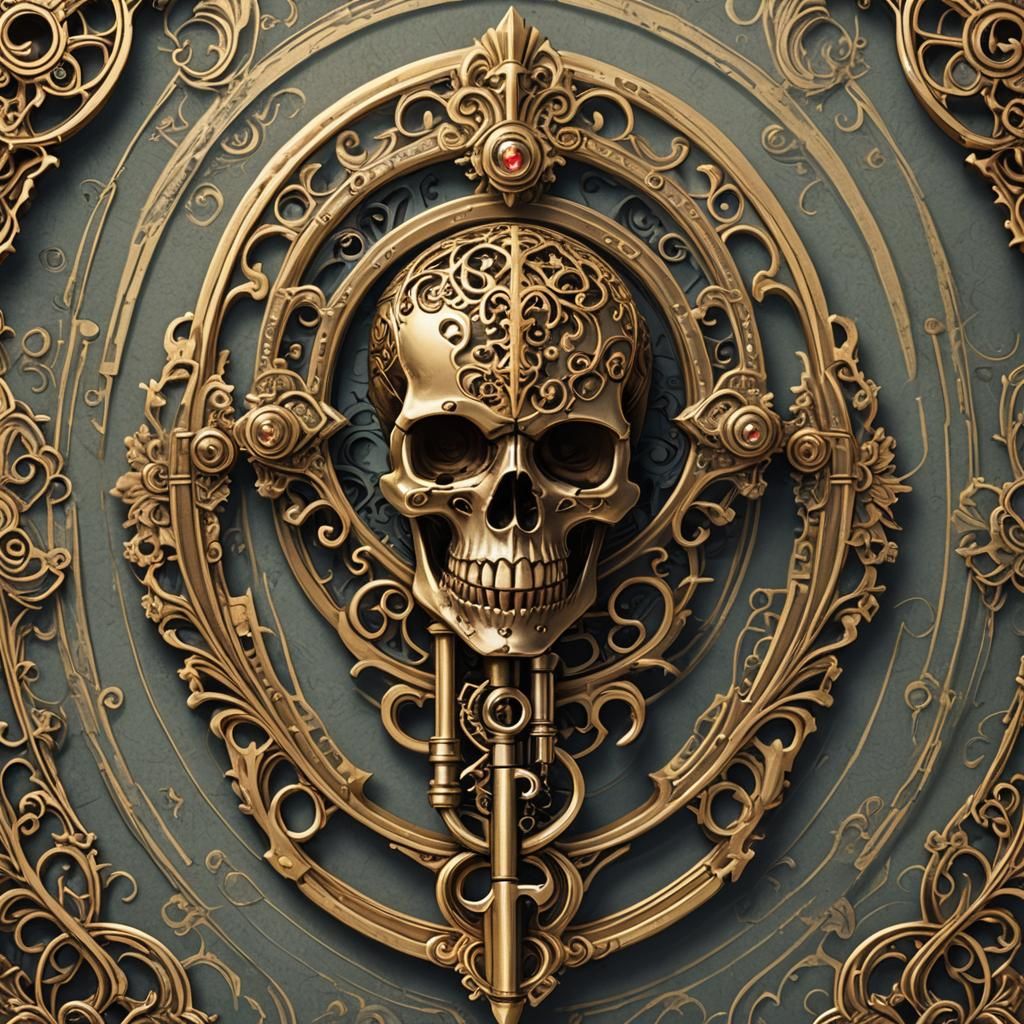 Victorian Steampunk Skeleton Key Logo