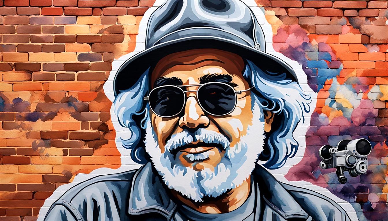 Jerry Garcia Psychedelic Mural in Watercolor Pop Art