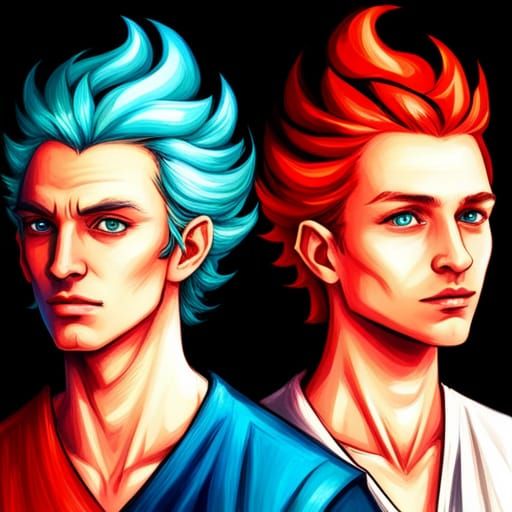 Hyperrealistic Twin Boys Sun and Moon in Mage Robes