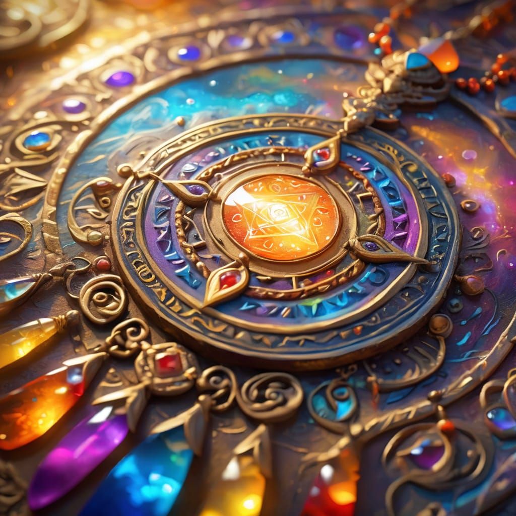 Mystical Talisman Shines in Surreal Oil Painting
