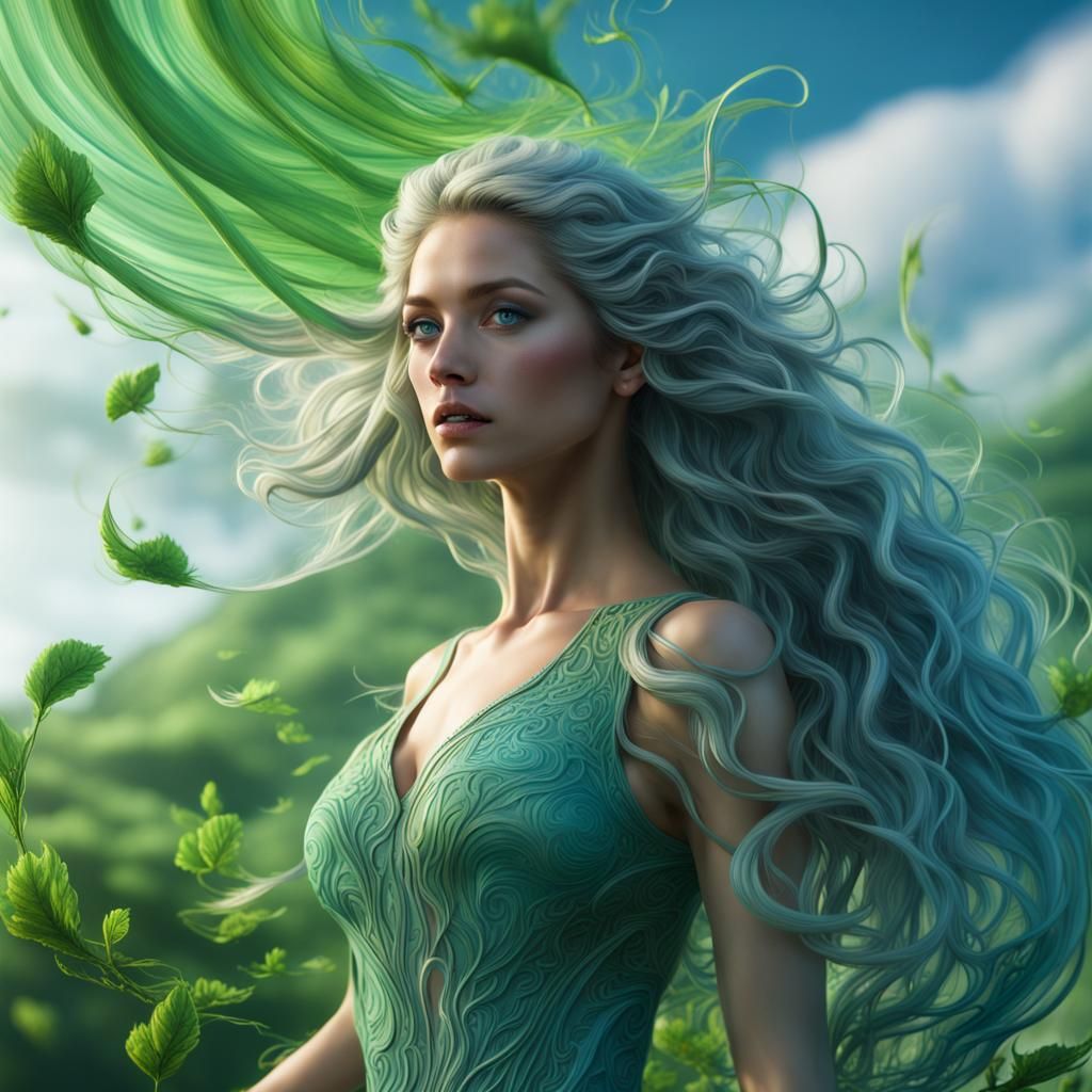 Mother Nature with Green Hair: Fantasy Concept Art