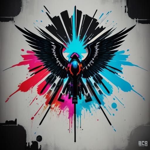 Winged Tactical Shooter Logo in Graffiti Art Style
