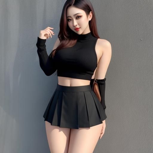 Person in Skirt, Three-Quarter View