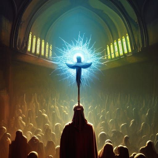 Ascendant Jesus with Crown of Thorns