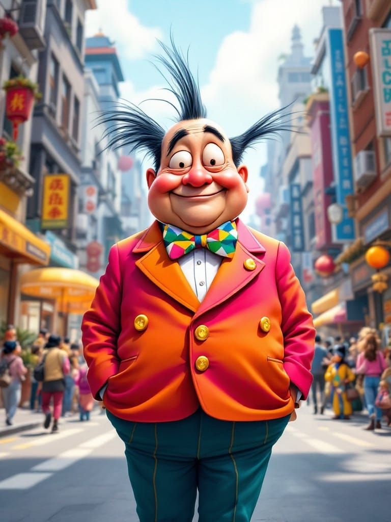 Comical Character Wing Wong in Whimsical City