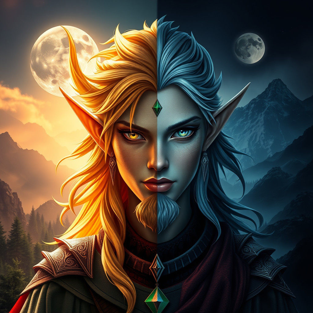 Merged Sun Elf and Night Elf Portrait