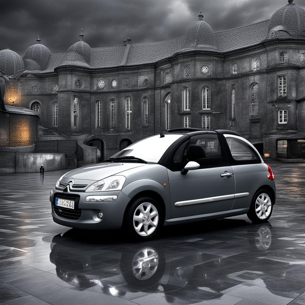 Gray Citroën C3 Pluriel Roadster: Hyperrealistic Auto