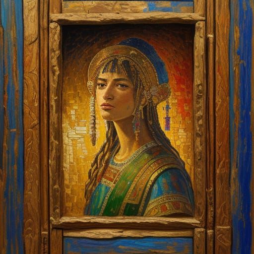 Minoan Women Mural in Neo-Impressionism Style