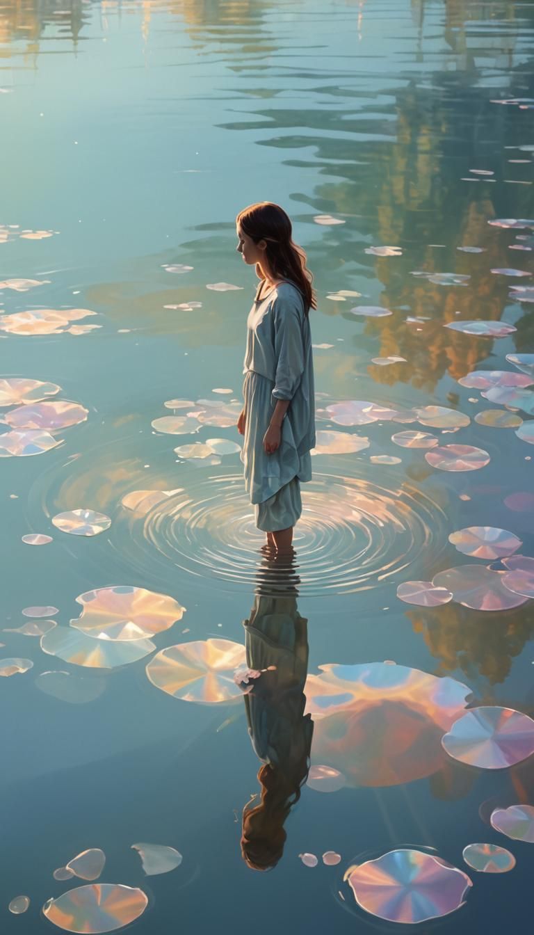 Crystalline Lake Reflects the Soul in Digital Painting