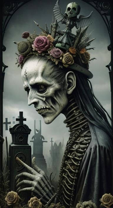 Post-Apocalyptic Grave of Unknown Artist in Art Nouveau Styl...