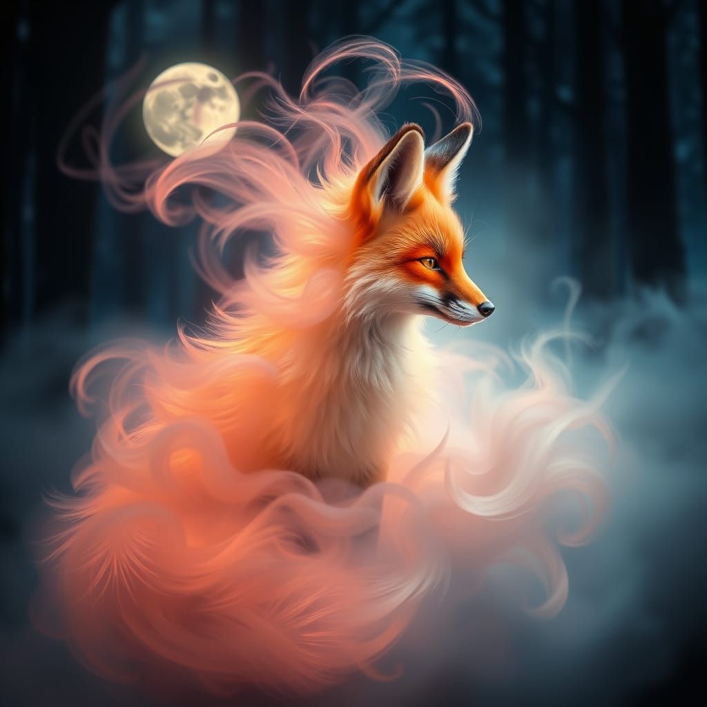 Ethereal Fox in Misty Forest