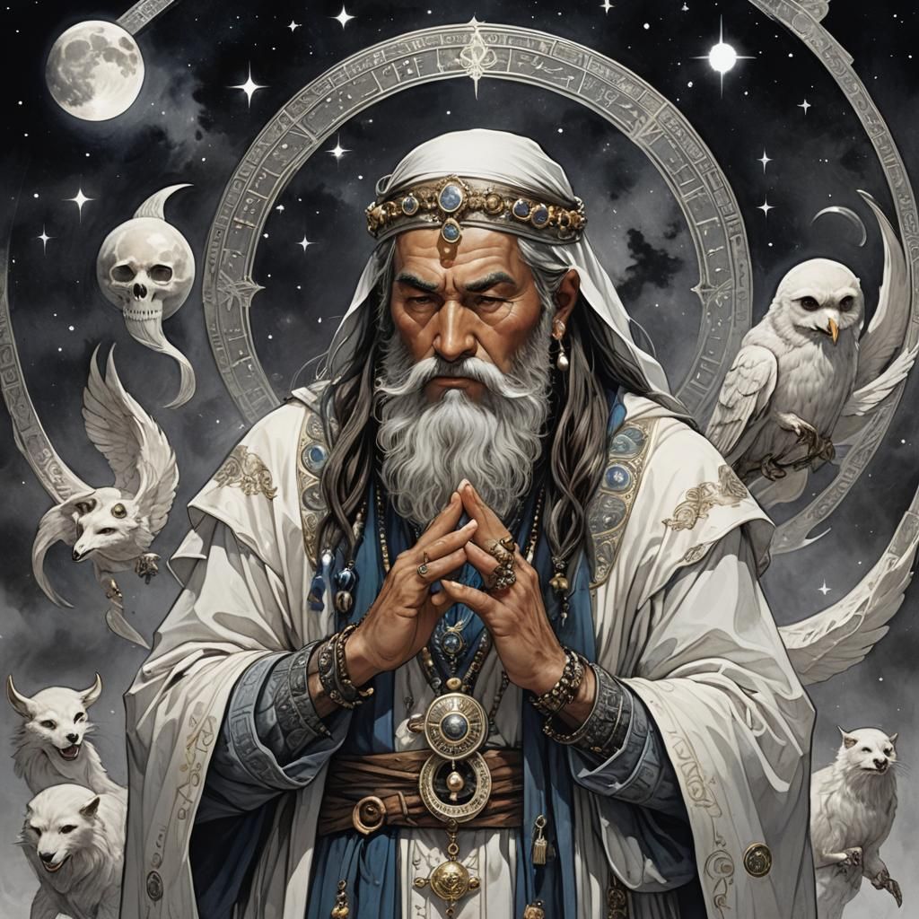 Mystical Moon Cleric Portrait in Hyperdetailed Digital Art