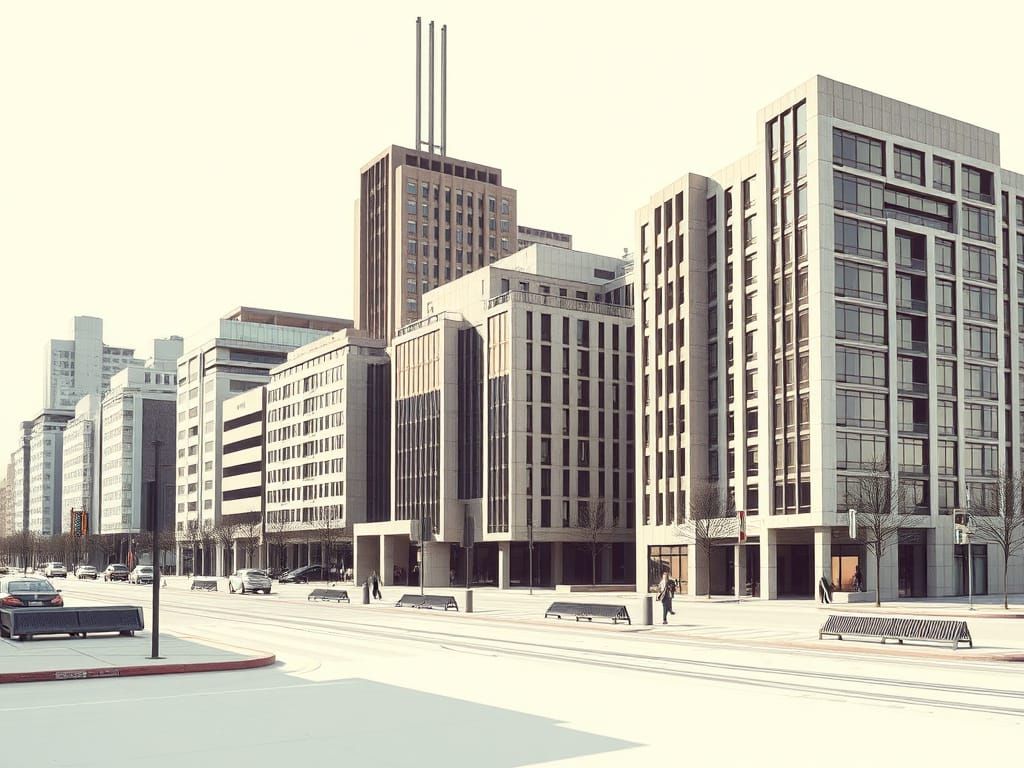 Modern City in Bauhaus Style, Hyperdetailed