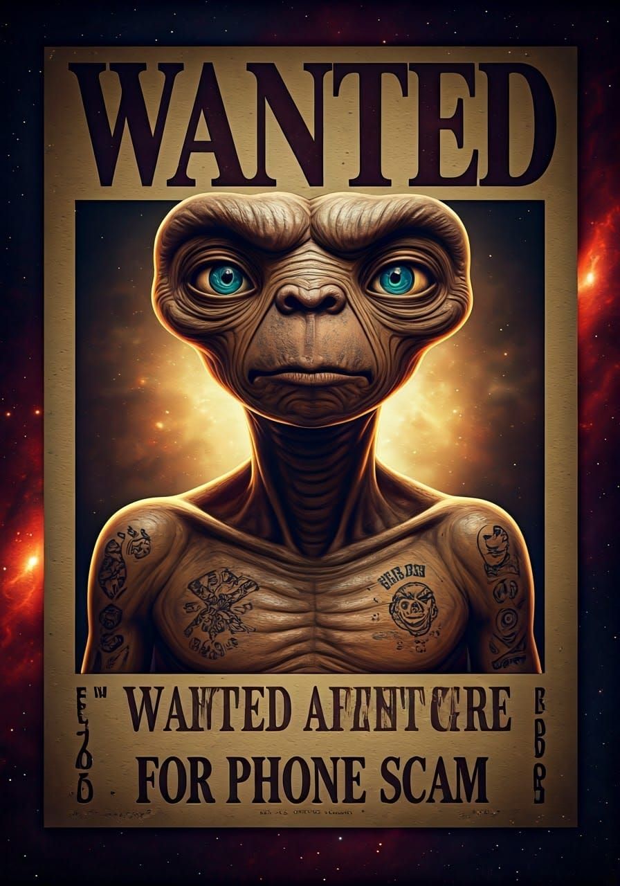 Wanted Poster: Gangster Alien Phone Scammer