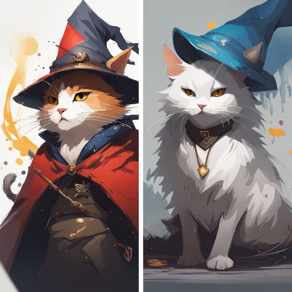 Wizard Cat in Manga Art Style