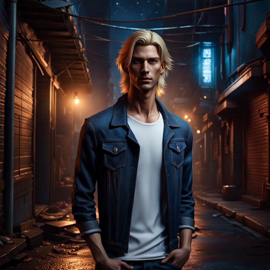 Blond Man in Alley: Fantasy Concept Art