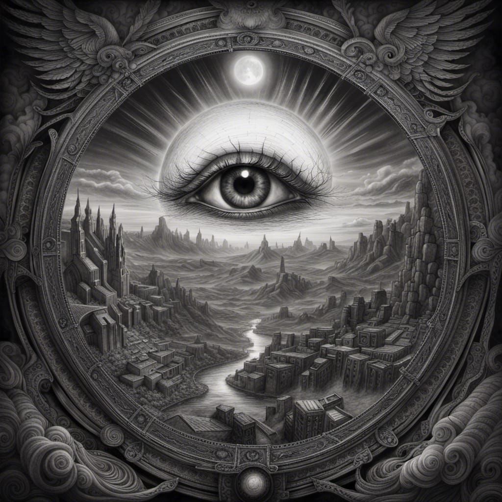 Dramatic God Eye Charcoal Drawing