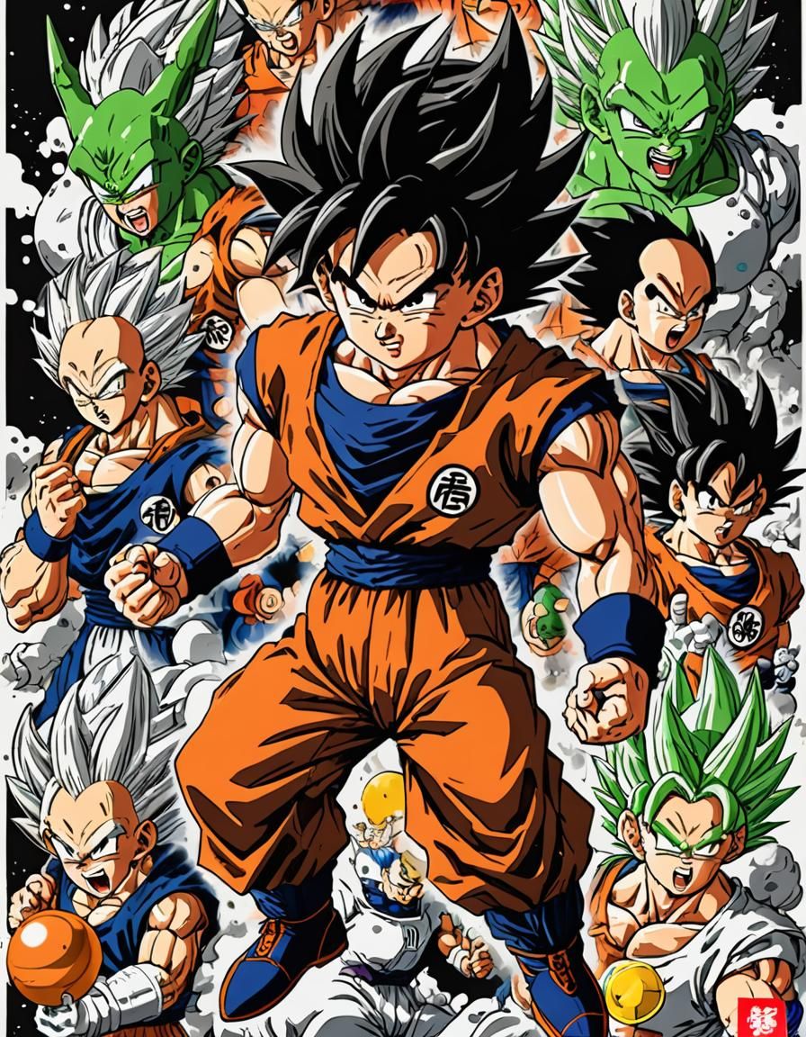 Dragon Ball Super Saiyan in Manga Style