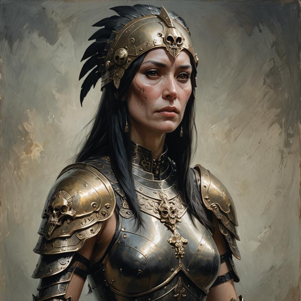 Mystical Realism Woman with Skull Headdress