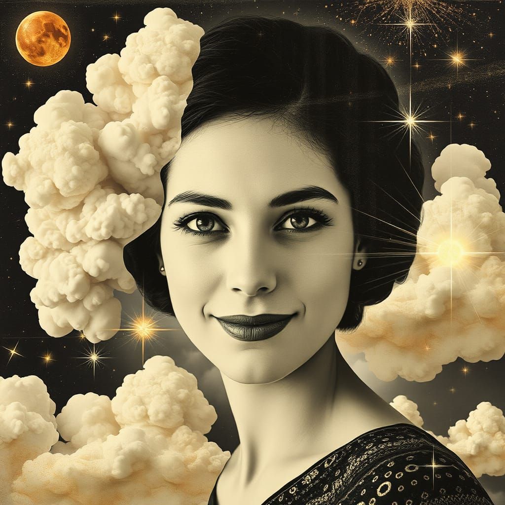 Surreal Woman Portrait in Dada Collage Style