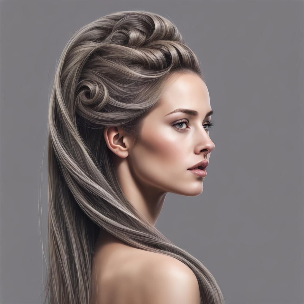Hyperrealistic Long Hair Portrait of a Woman