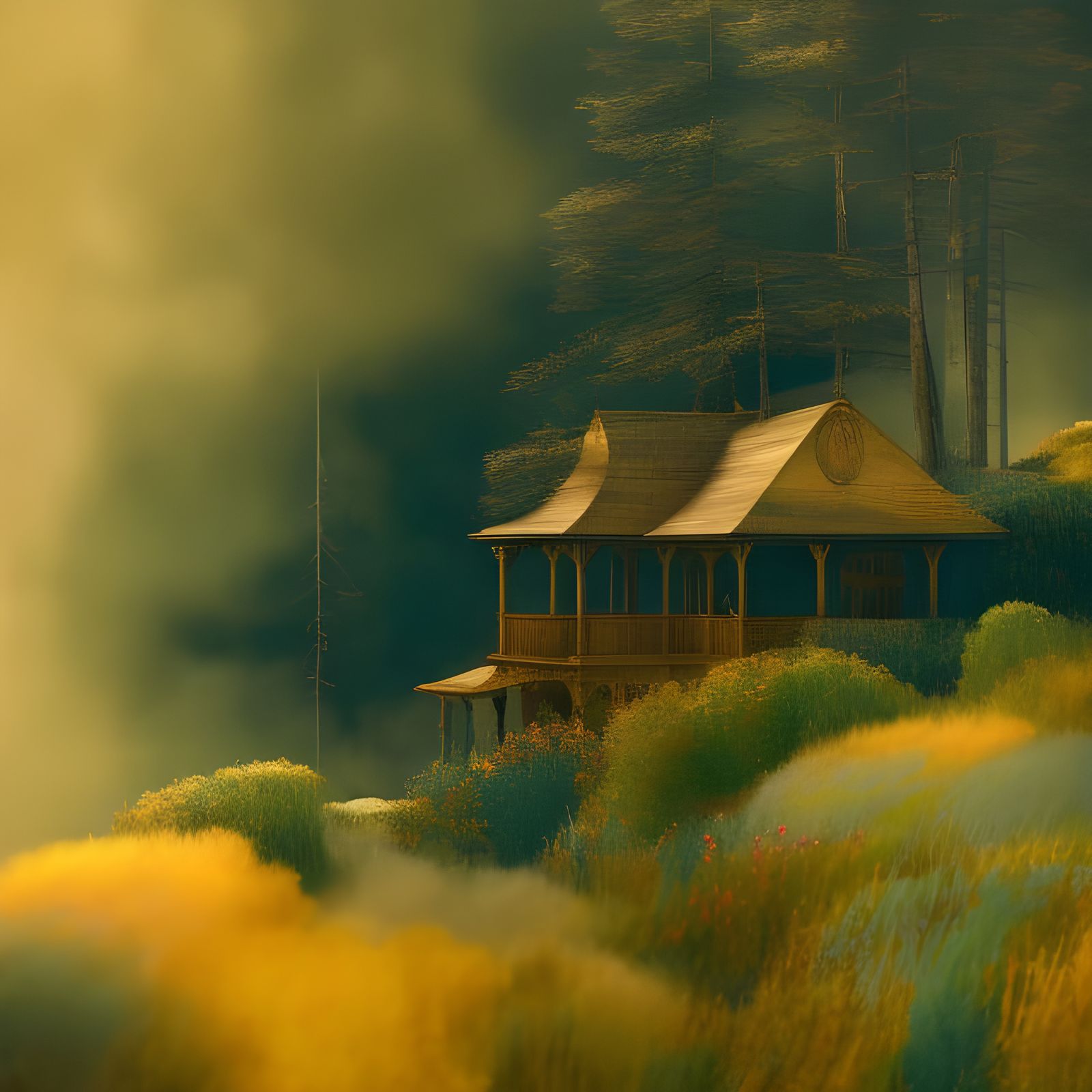 Golden Abstract Cycles: Detailed Matte Painting