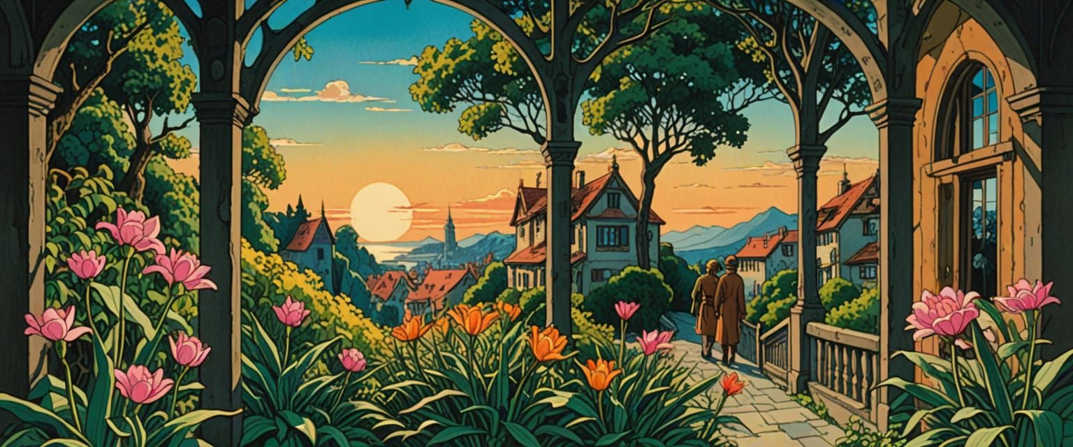 Couple Explore Abandoned Factory in Comic Style