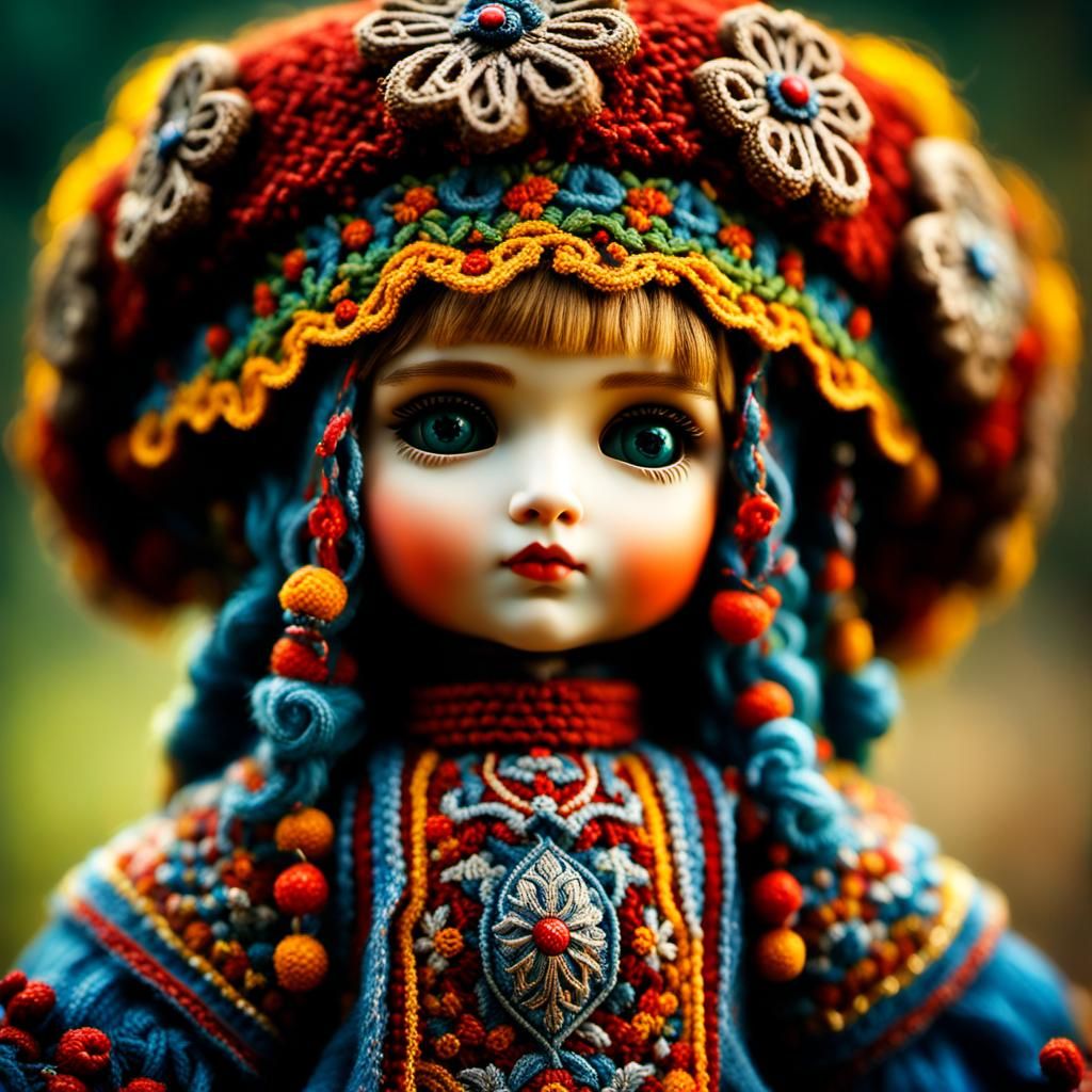 Intricately Detailed Ukrainian Motanka Doll in Hyperrealism