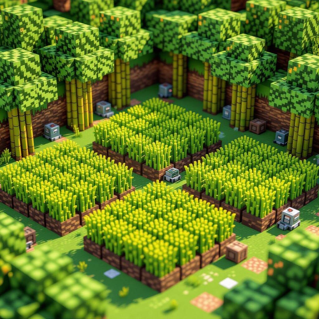 Minecraft Automatic Cactus, Sugarcane, and Bamboo Farm