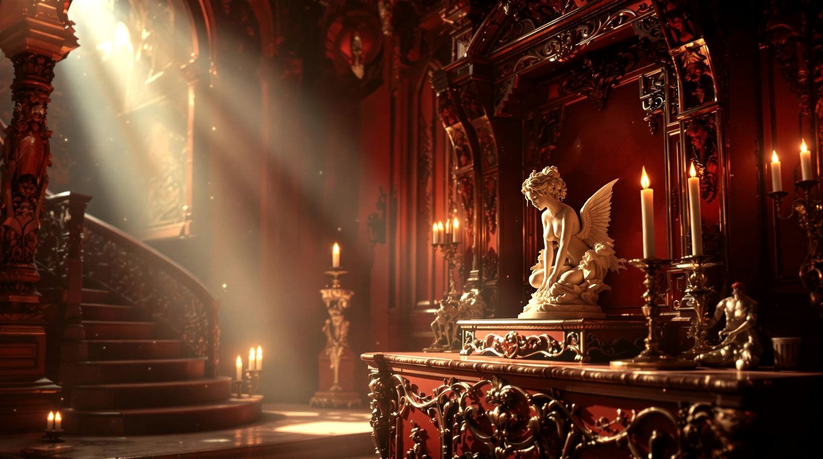 Baroque China Cabinet in Golden Glow