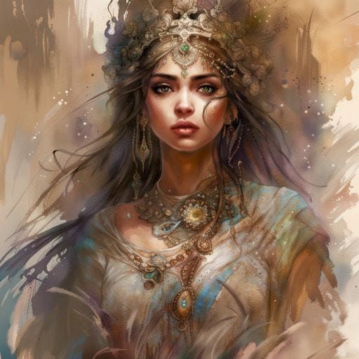 Middle Eastern Princess Splash Art by Royo